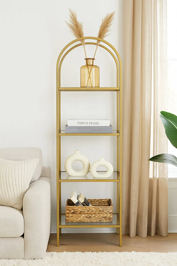 Mona Gold Köşe Kitaplık Dekoratif Aksesuar Rafı Mutfak Rafı 40cm Füme Camlı Mona Gold Köşe Kitaplık Dekoratif Aksesuar Rafı Mutfak Rafı 40cm Füme Camlı